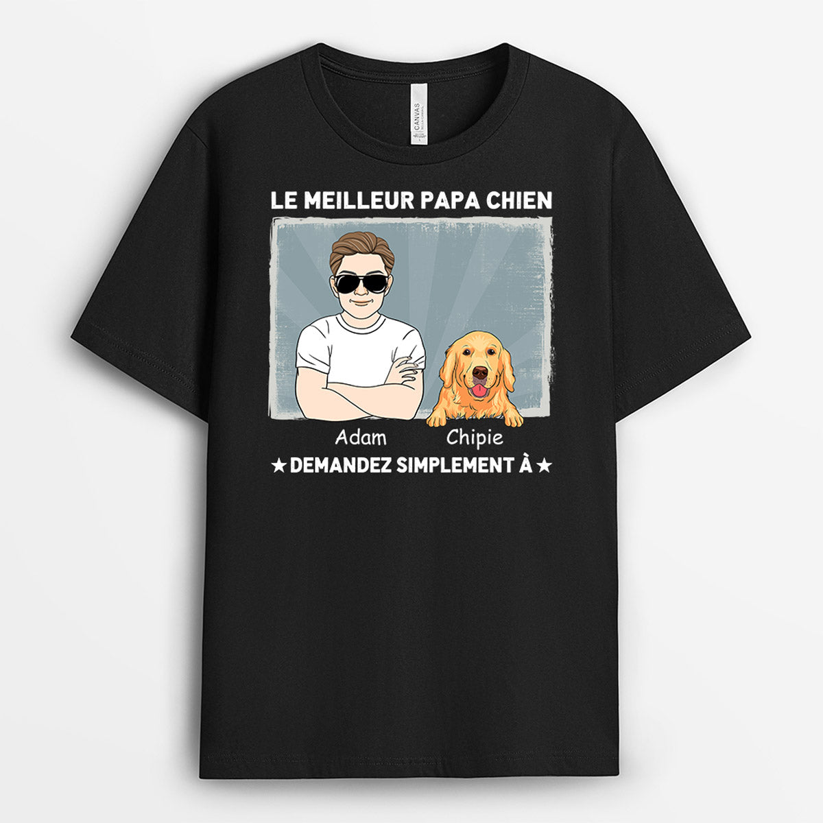0930AFR1 Cadeau Personnalise T shirt Meilleur Papa Amoureux des Chiens