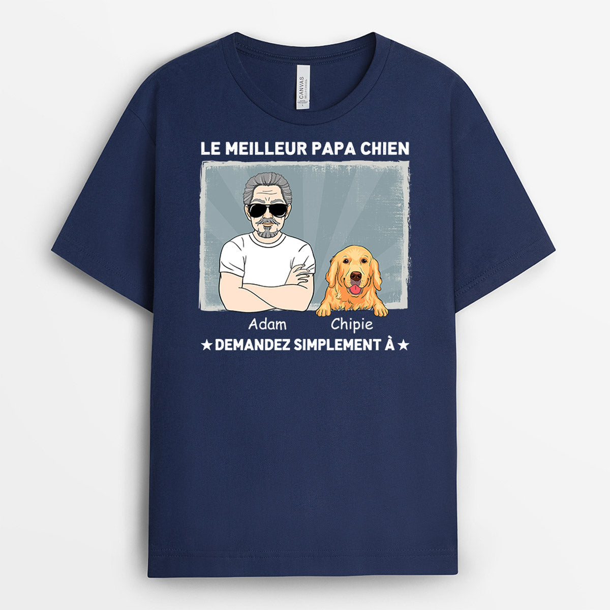 Le Meilleur Papa Chien Avec Dessin T-shirt Personnalisé Chien