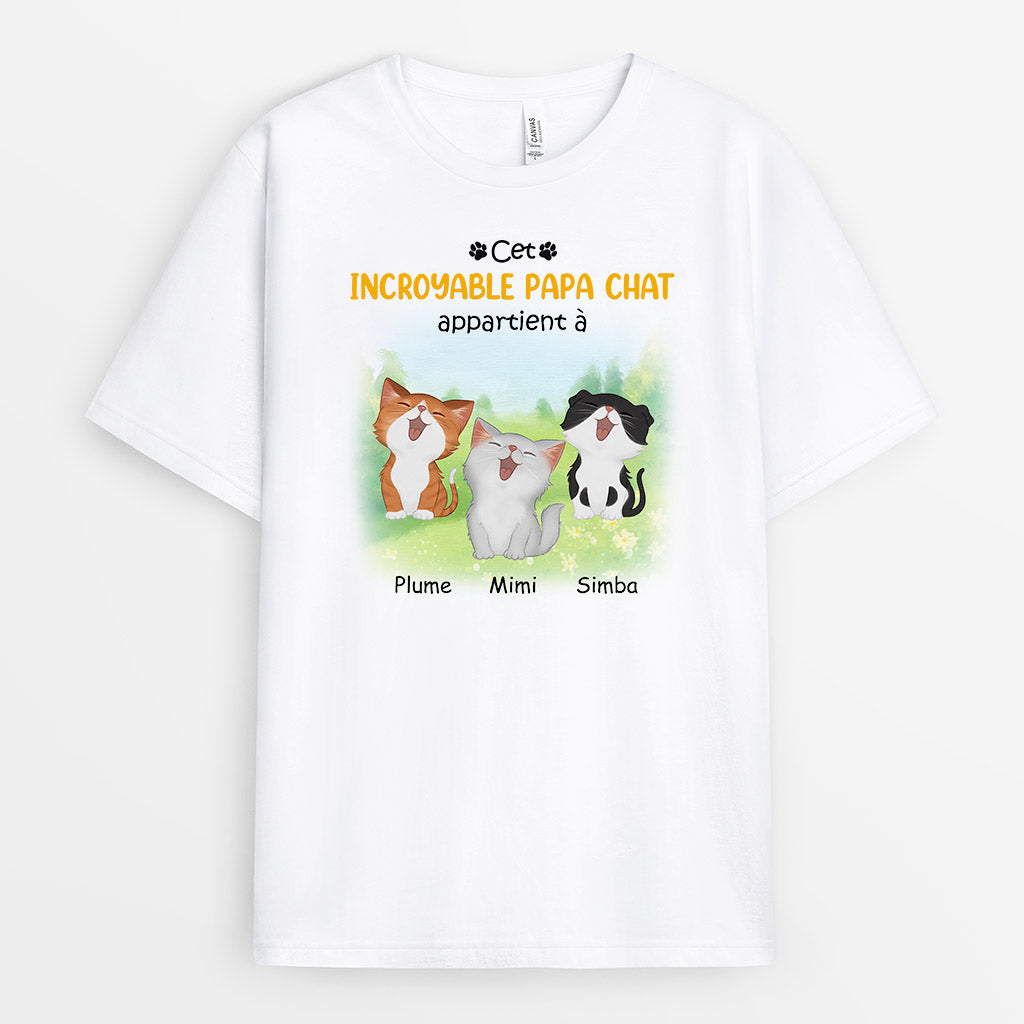 Cet Incroyable Papa Chat Appartient À - Cadeau Personnalisé | T-shirt pour Amoureux des Chats
