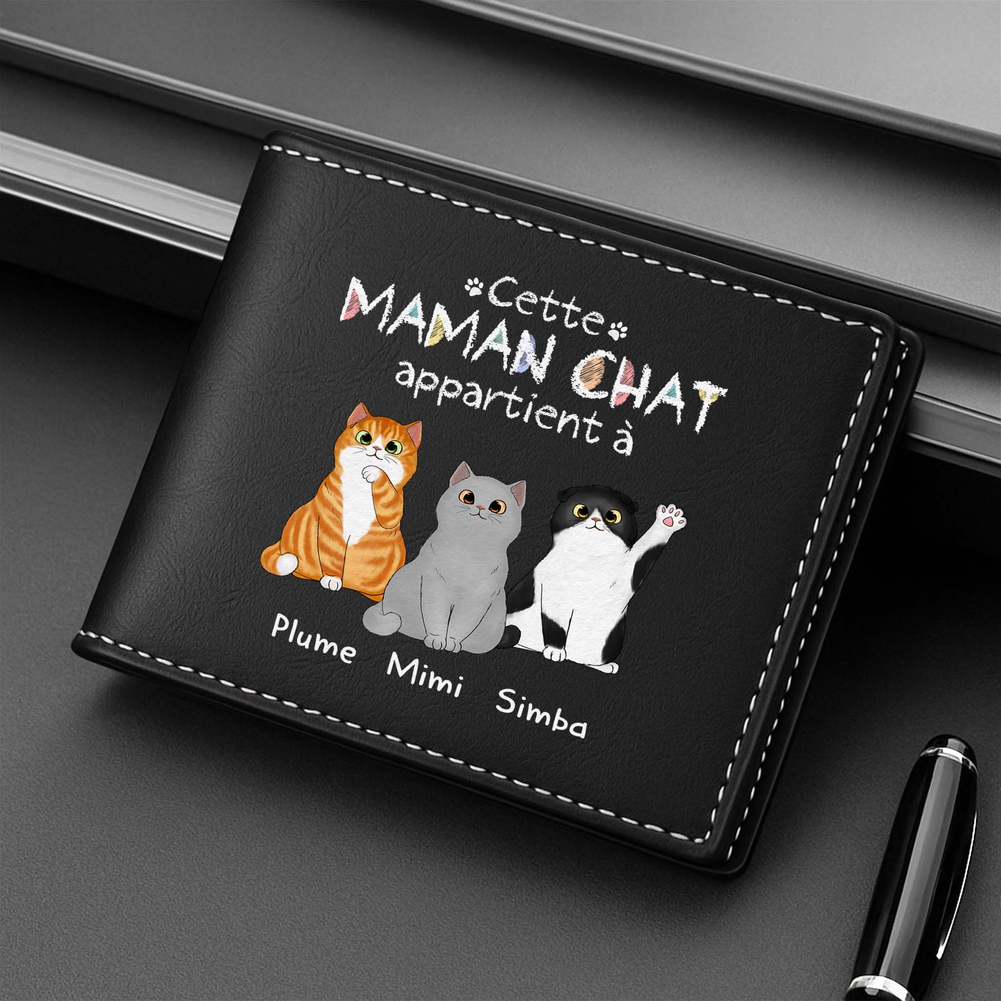 0938JFR2 portefeuille en cuir personnalise ce papa chat appartient a 0938j8t8d