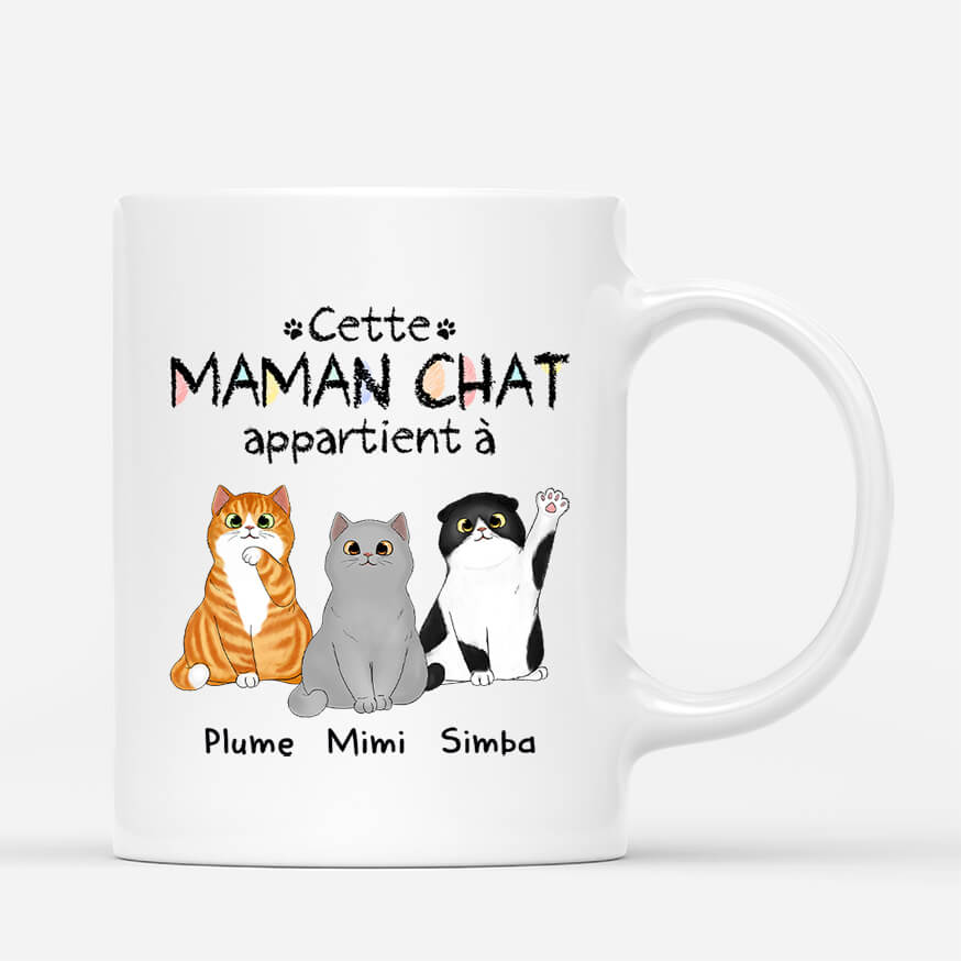 Cette Maman Chat / Ce Papa Chat Appartient À  - Cadeau Personnalisé | Mug Pour Amoureux Des Animaux