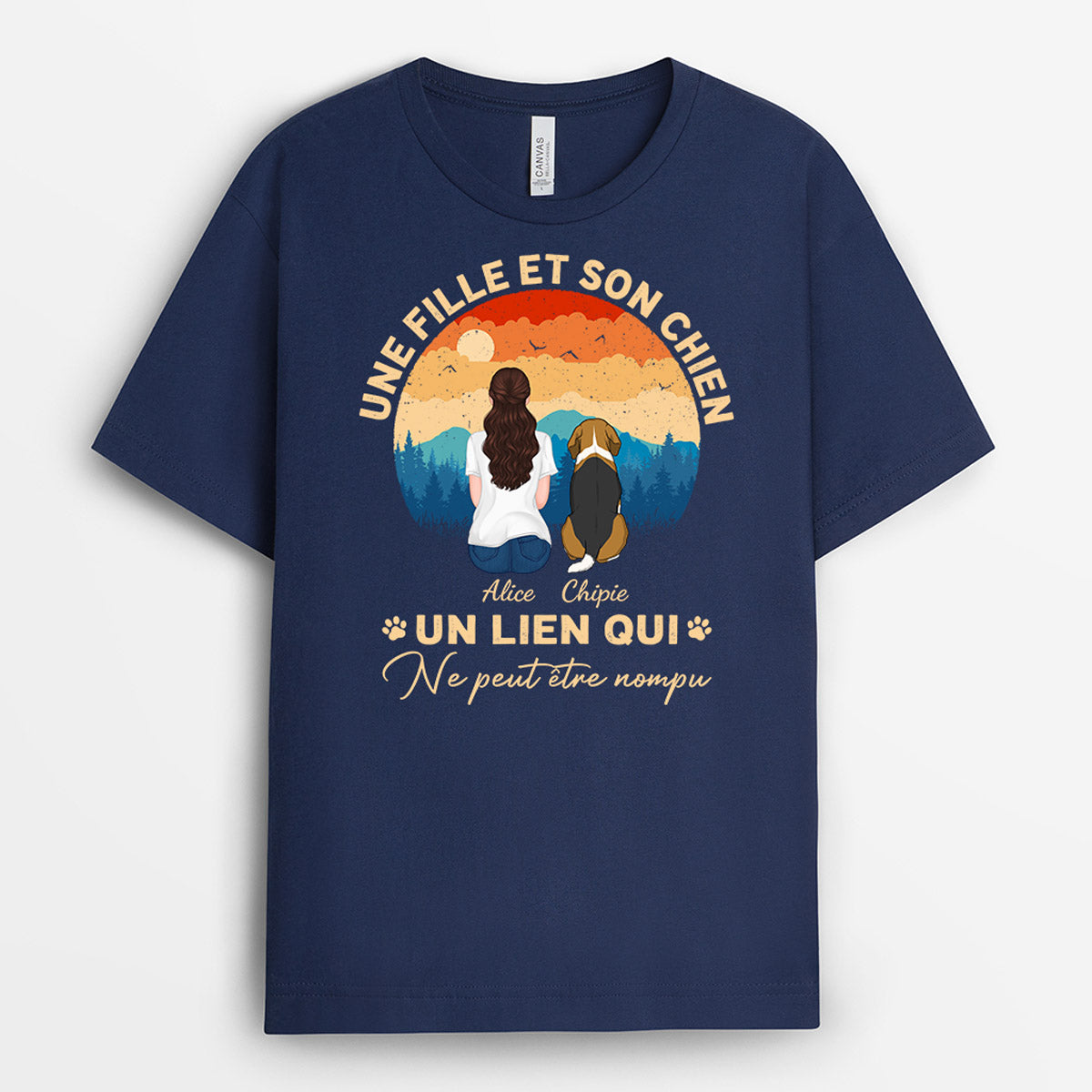 0939AFR1 Cadeau Personnalise T shirt Meilleur Papa Amoureux des Chiens