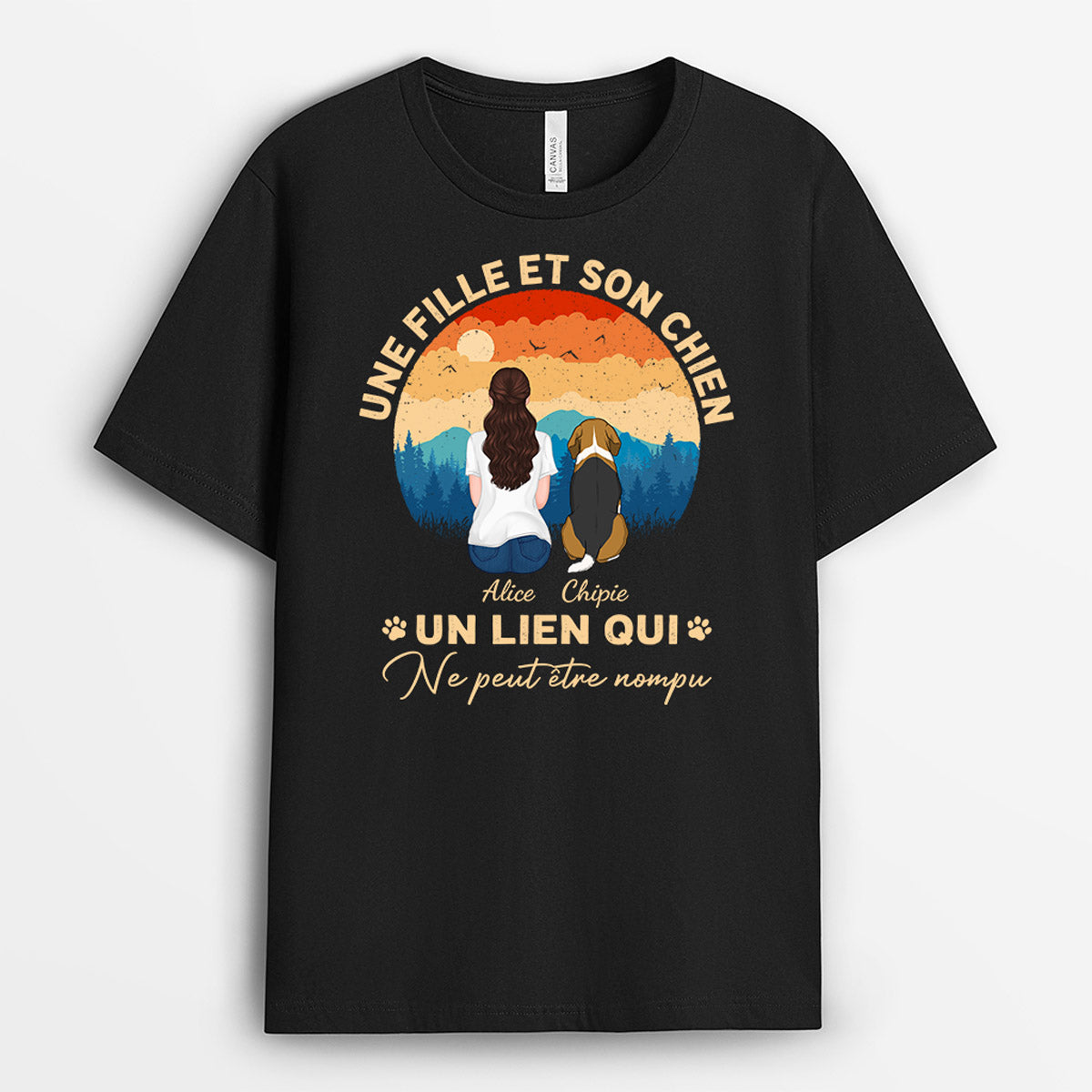 Une Fille et Son Chien - Cadeau Personnalisé | T-shirt pour Amoureux des Chiens