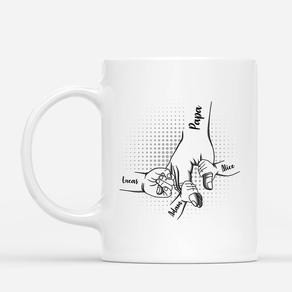 Papa/Papy Et Ses Enfants Tenant Les Mains - Cadeau Personnalisé | Mug pour Homme