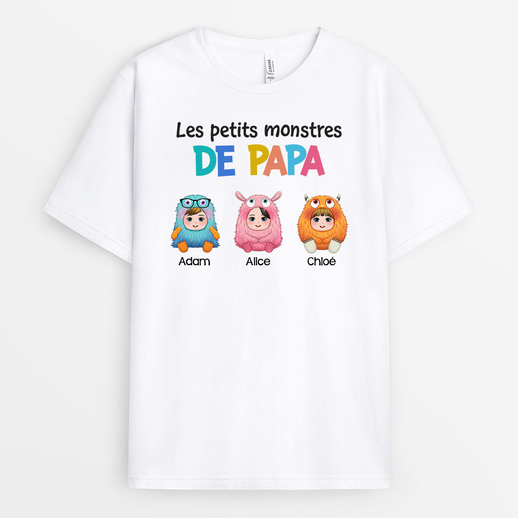 Les Petits Monstres de Papa Papy - Cadeau Personnalisé | T-shirt pour Papa Papi