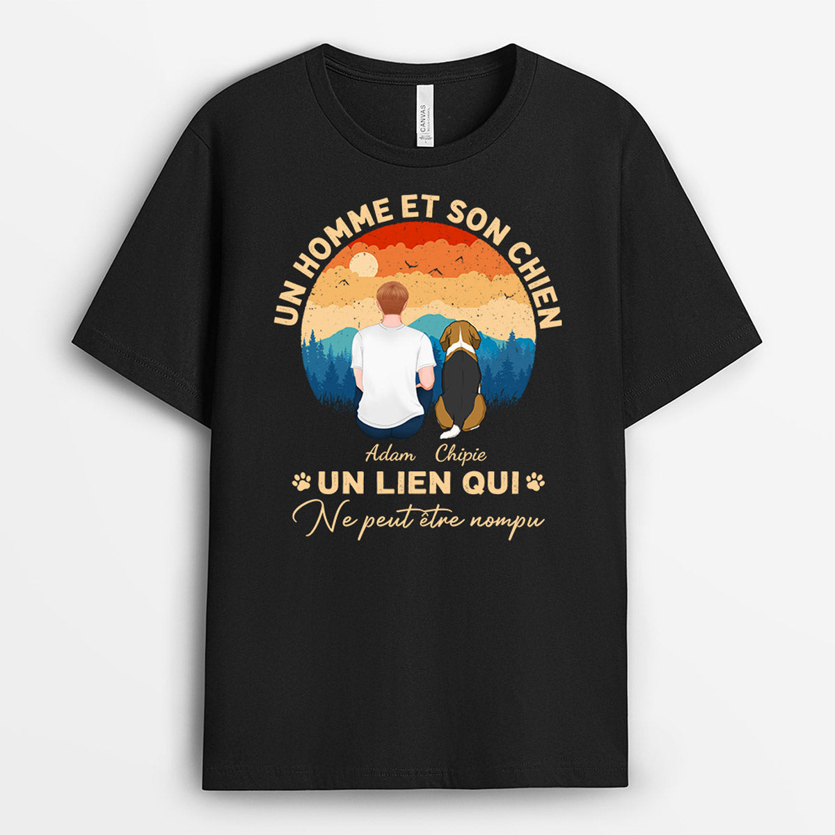 Un Homme et Son Chien - Cadeau Personnalisé | T-shirt pour Amoureux des Chiens