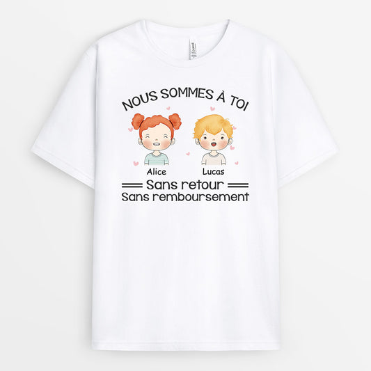 0950AFR1 Cadeau Personnalise T shirt Retour Remboursement Maman Mamie Papa Papi
