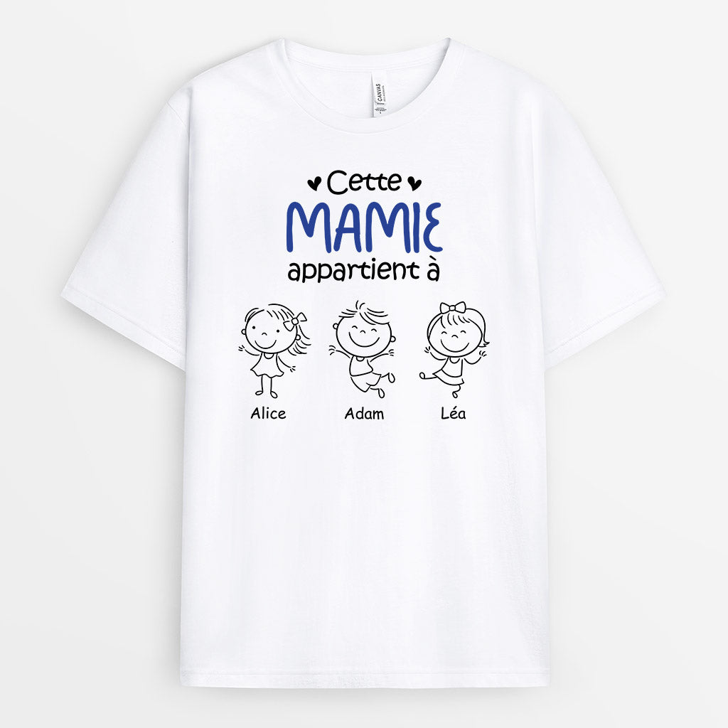 Cette Maman Mamie Appartient à - Cadeau Personnalisé | T-shirt pour Maman Mamie
