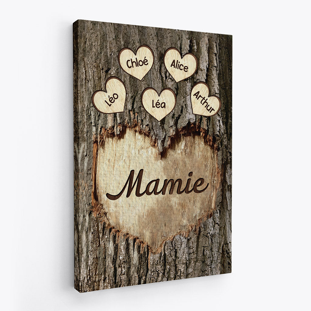 0973CFR2 Cadeau Personnalise Toile Coeur Maman Mamie