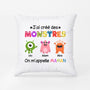 0978PFR1 Cadeau Personnalise Coussin Monstres Mamie Maman