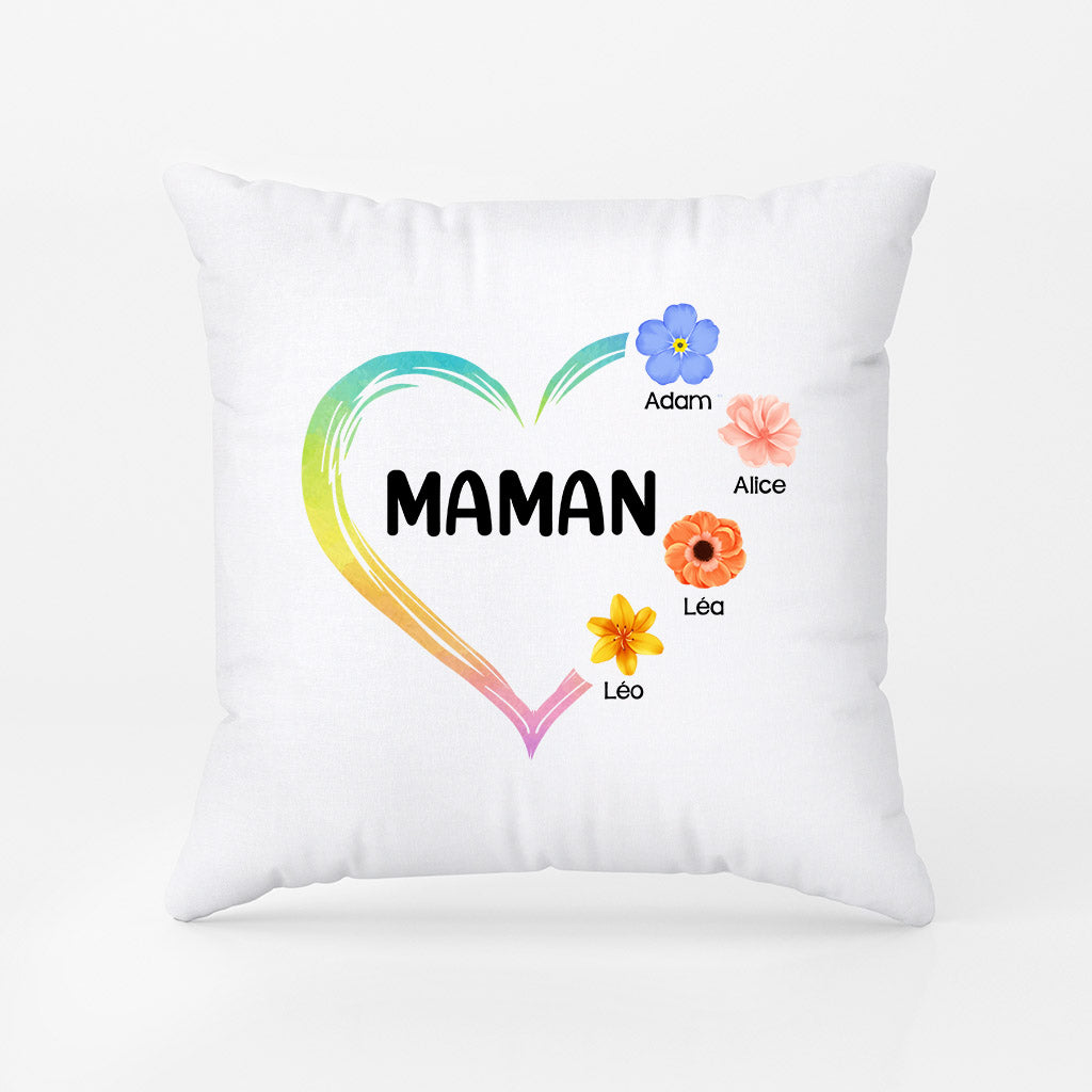 Petites Fleurs de Maman Mamie - Cadeau Personnalisé | Coussin pour Maman Mamie