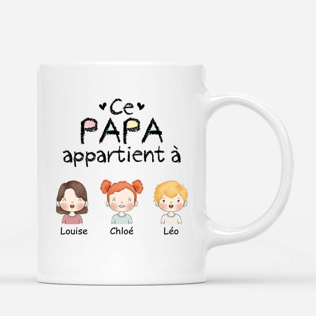 Ce Papy/Papa Appartient à - Cadeau Personnalisé | Mug pour Papa Papy