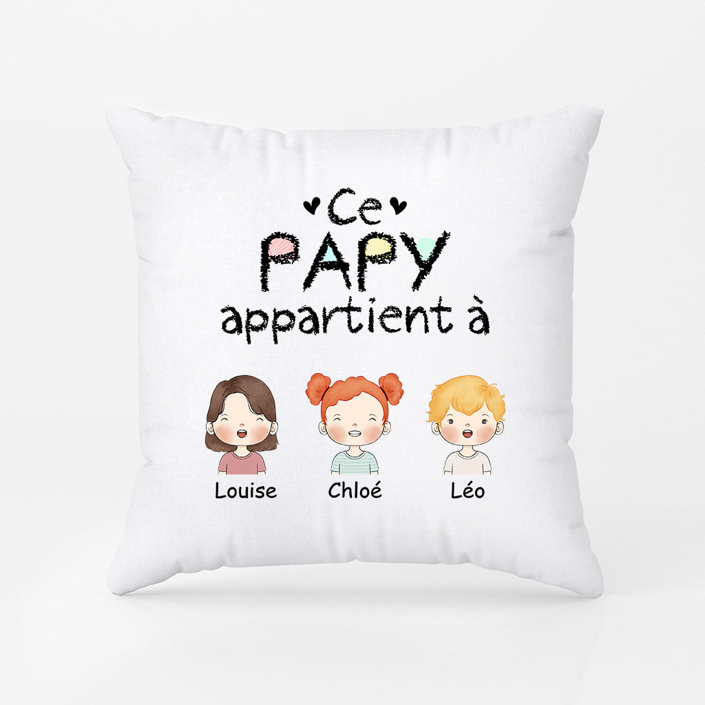 Ce Papy/Papa Appartient à - Cadeau Personnalisé | Coussin pour Papa Papi