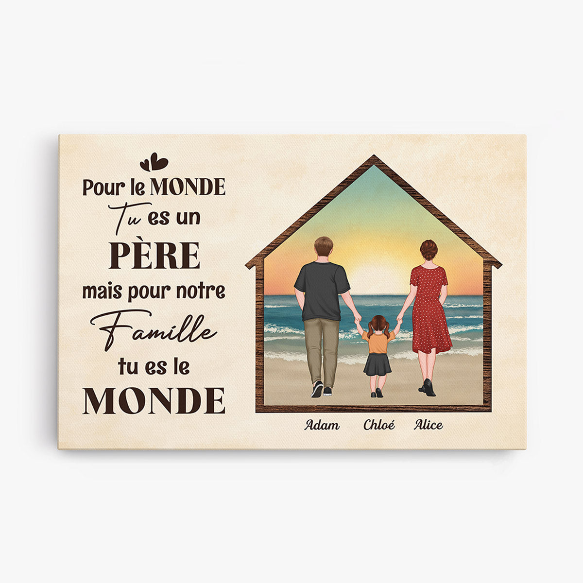 Tu Es Le Monde - Cadeau Personnalisé | Toile pour Papa