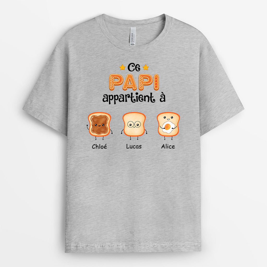 Ce Papy/Papa Appartient - Cadeau Personnalisé | T-shirt pour Papa Papi