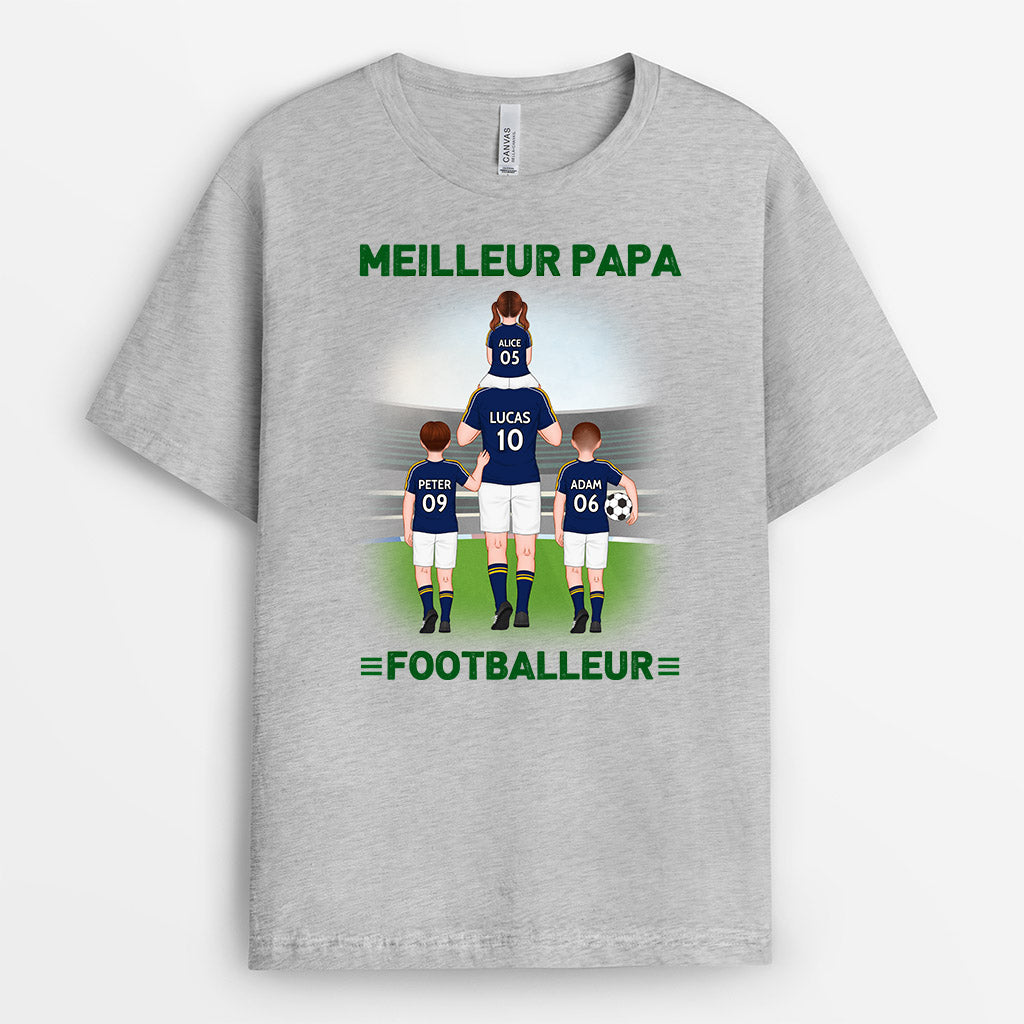 Meilleur Papa Footballeur - Cadeau Personnalisé | T-shirt pour Papa Papy