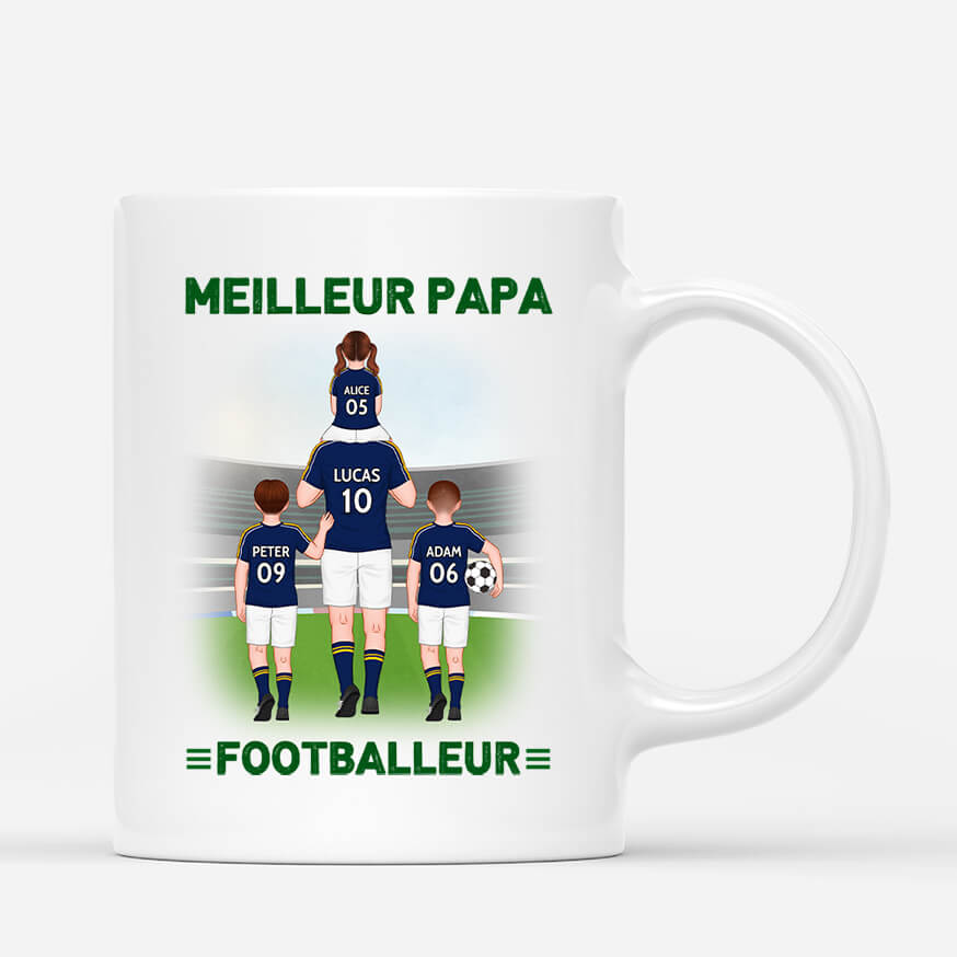 Meilleur Papa Footballeur Terrain - Cadeau Personnalisé | Mug Pour Papa