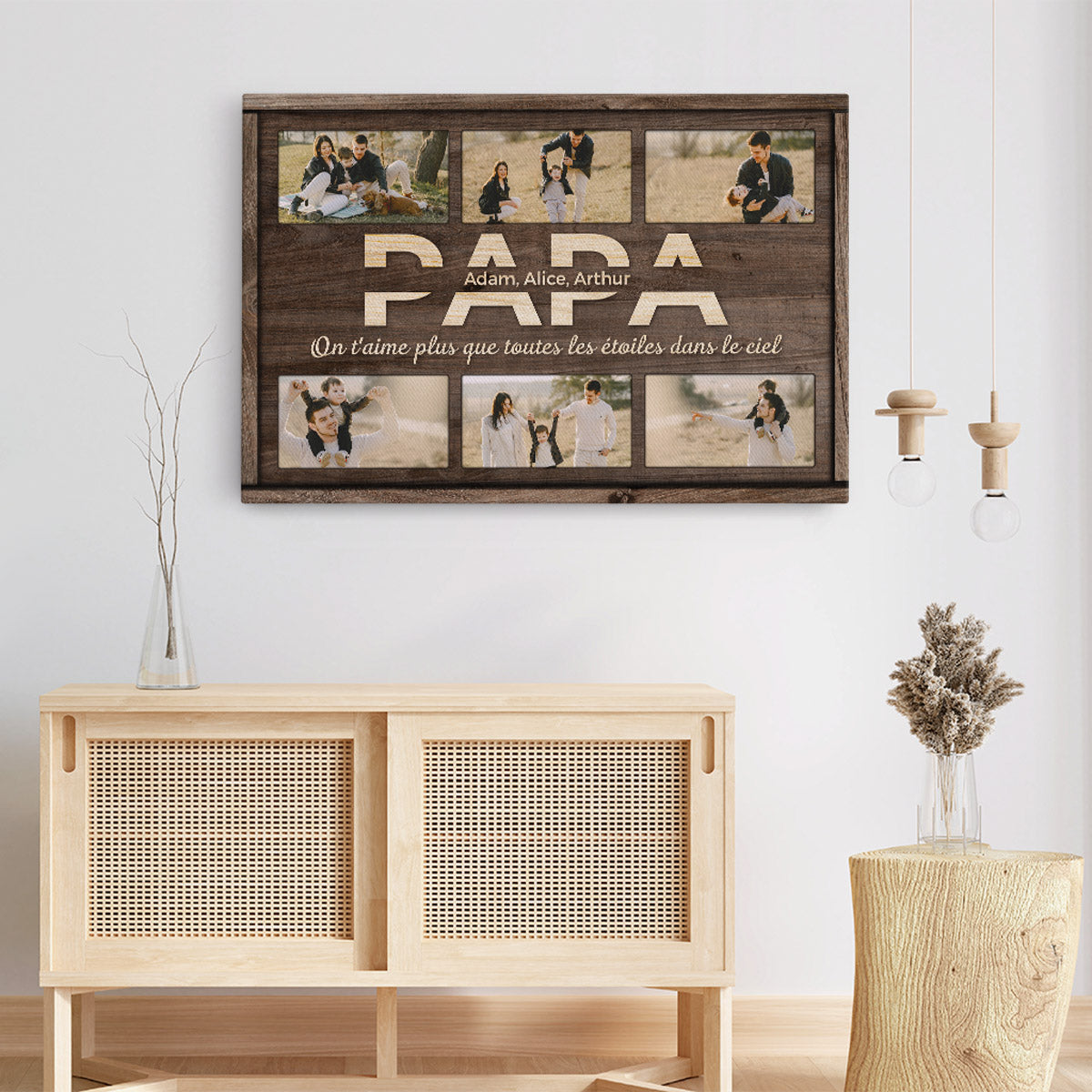 1020CFR3 Cadeau Personnalise Toile Etoiles Papy Papa