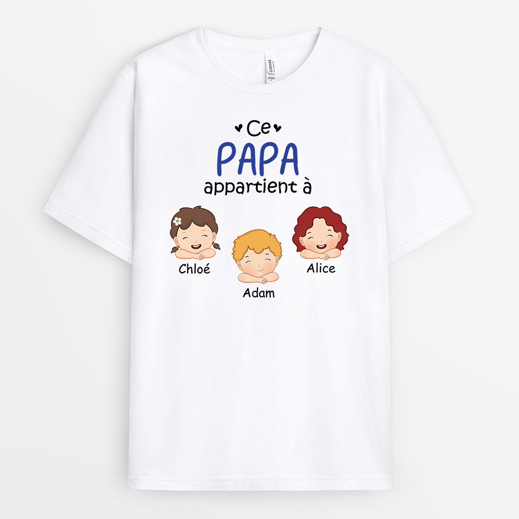 Ce Papa Appartient à - Cadeau Personnalisé | T-shirt pour Papa Papy