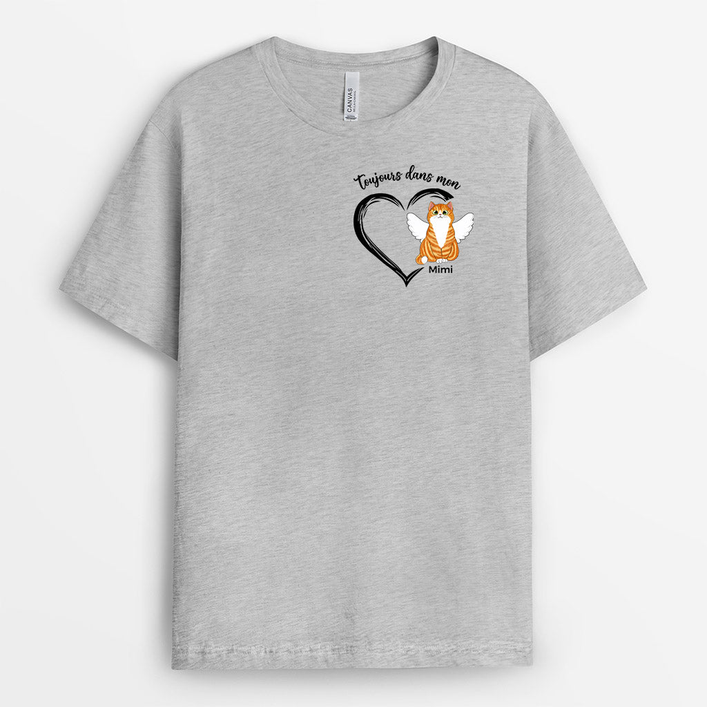 Toujours Dans Mon Cœur Chat - Cadeau Personnalisé | T-shirt pour Amoureux des Chats
