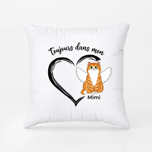 1034PFR1 Cadeau Personnalise Coussin Dans Mon Coeur Amoureux des chats