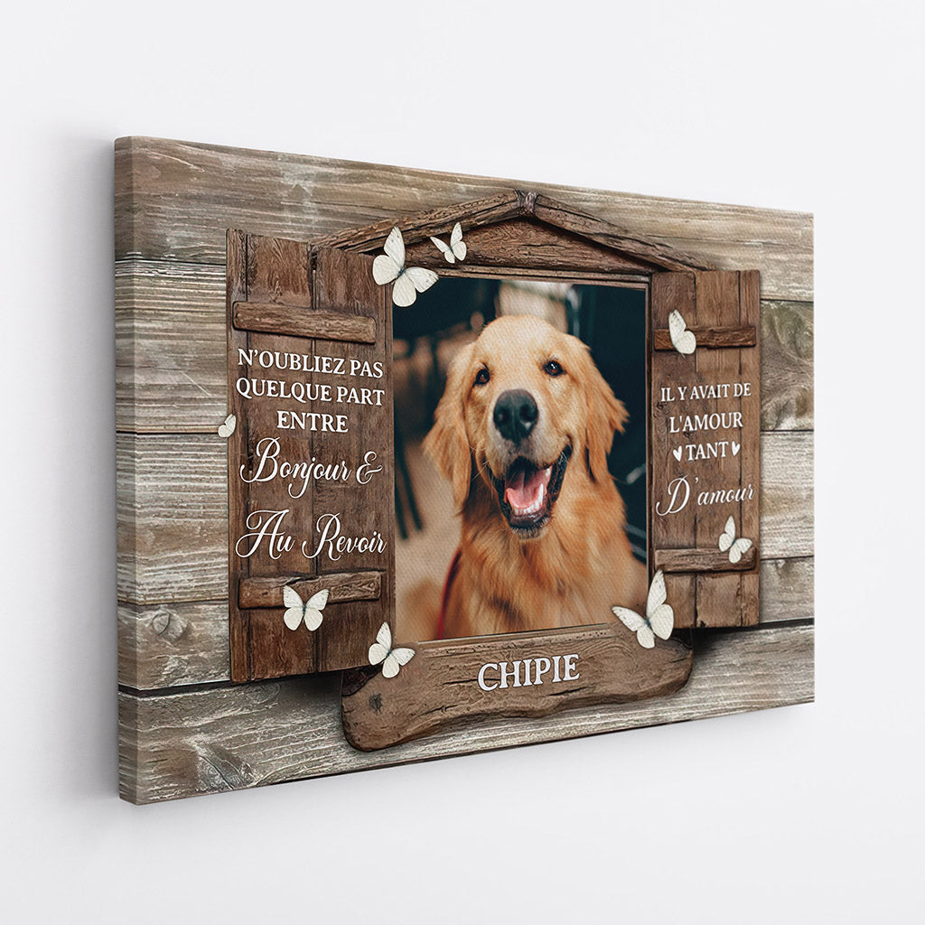 1036CFR2 Cadeau Personnalise Toile Bonjour Au Revoir Amour Amoureux des chiens