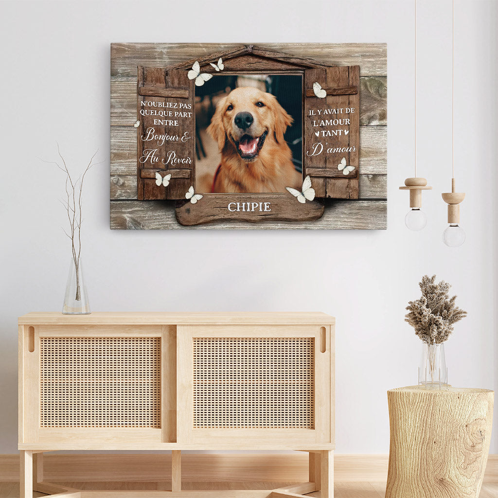 1036CFR3 Cadeau Personnalise Toile Bonjour Au Revoir Amour Amoureux des chiens
