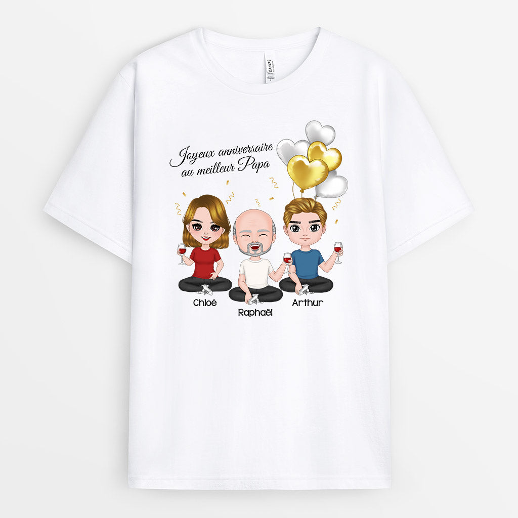 Joyeux Anniversaire Au Meilleur Papa - Cadeau Personnalisé | T-shirt pour Papa Papi