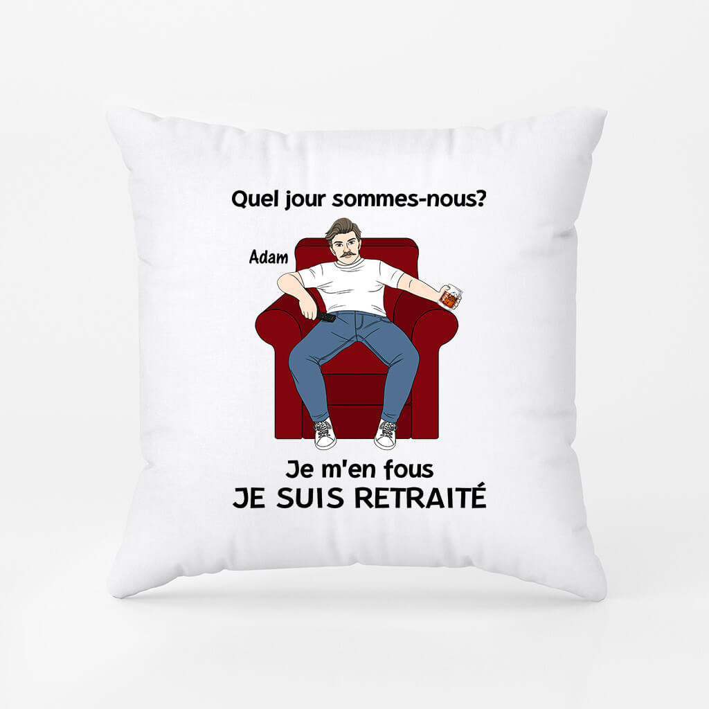 1039PFR2 Cadeau Personnalise Coussin Retraite Papa Papi
