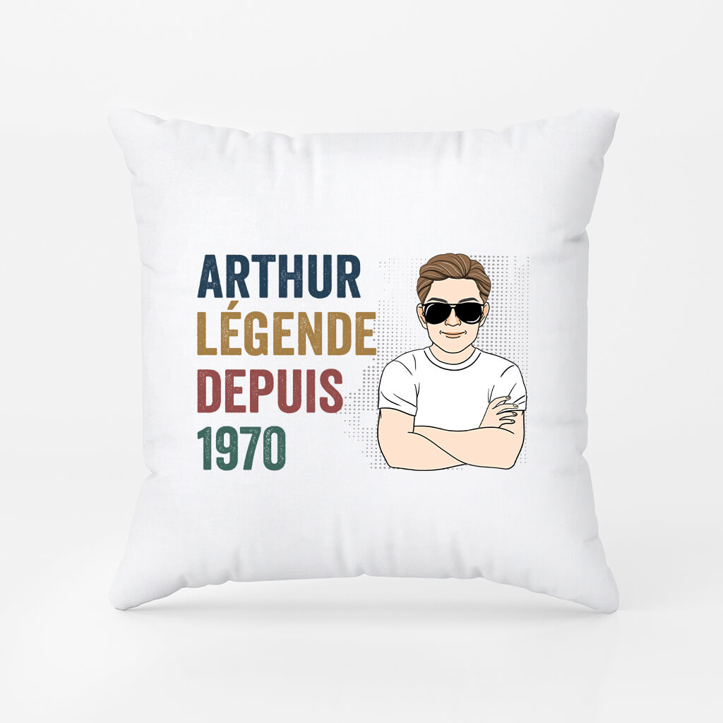 1040PFR2 Cadeau Personnalise Coussin legende Papa Papi