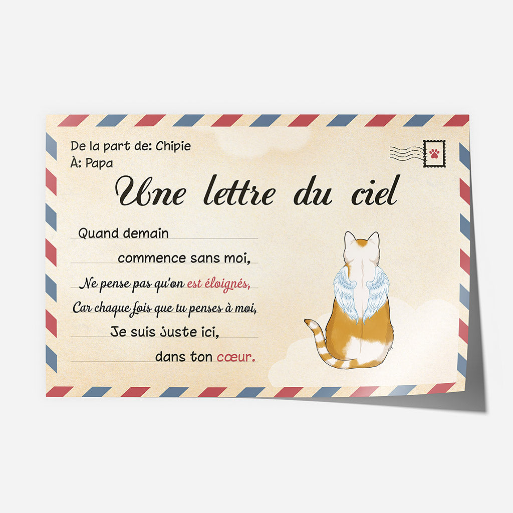 Une Lettre Du Ciel Chat - Cadeau Personnalisé | Poster pour Amoureux des Chats