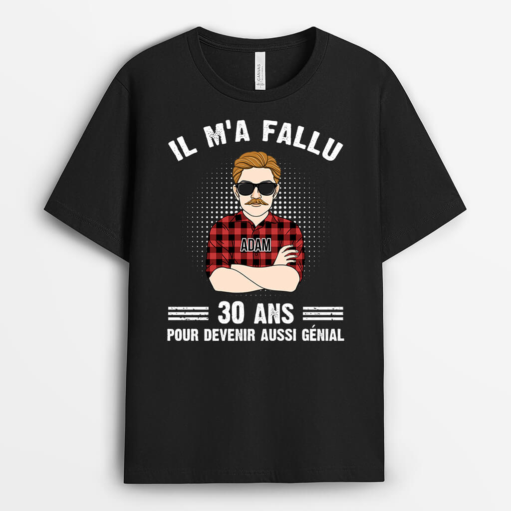 1048AFR1 Cadeau Personnalise T shirt Aussi Genial Papa Papi