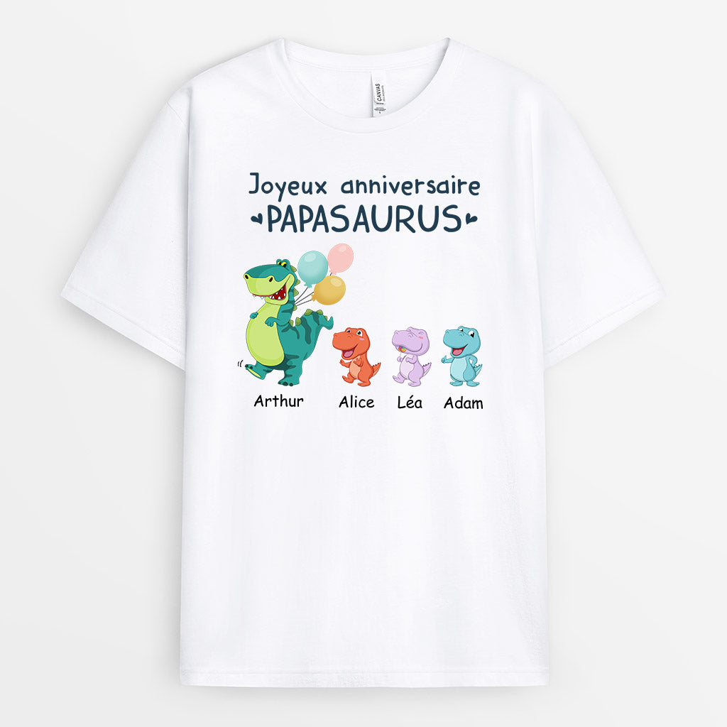 Joyeux Anniversaire Papasaurus - Cadeau Personnalisé | T-shirt pour Papa Papi