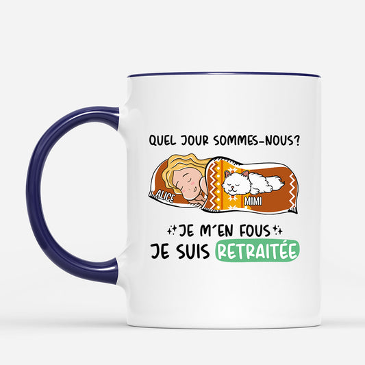 1051MFR2 Cadeau Personnalise Mug Retraite Amoureux des Chats