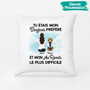 1052PFR2 Cadeau Personnalise Coussin Bonjour Au Revoir Amoureux des chiens