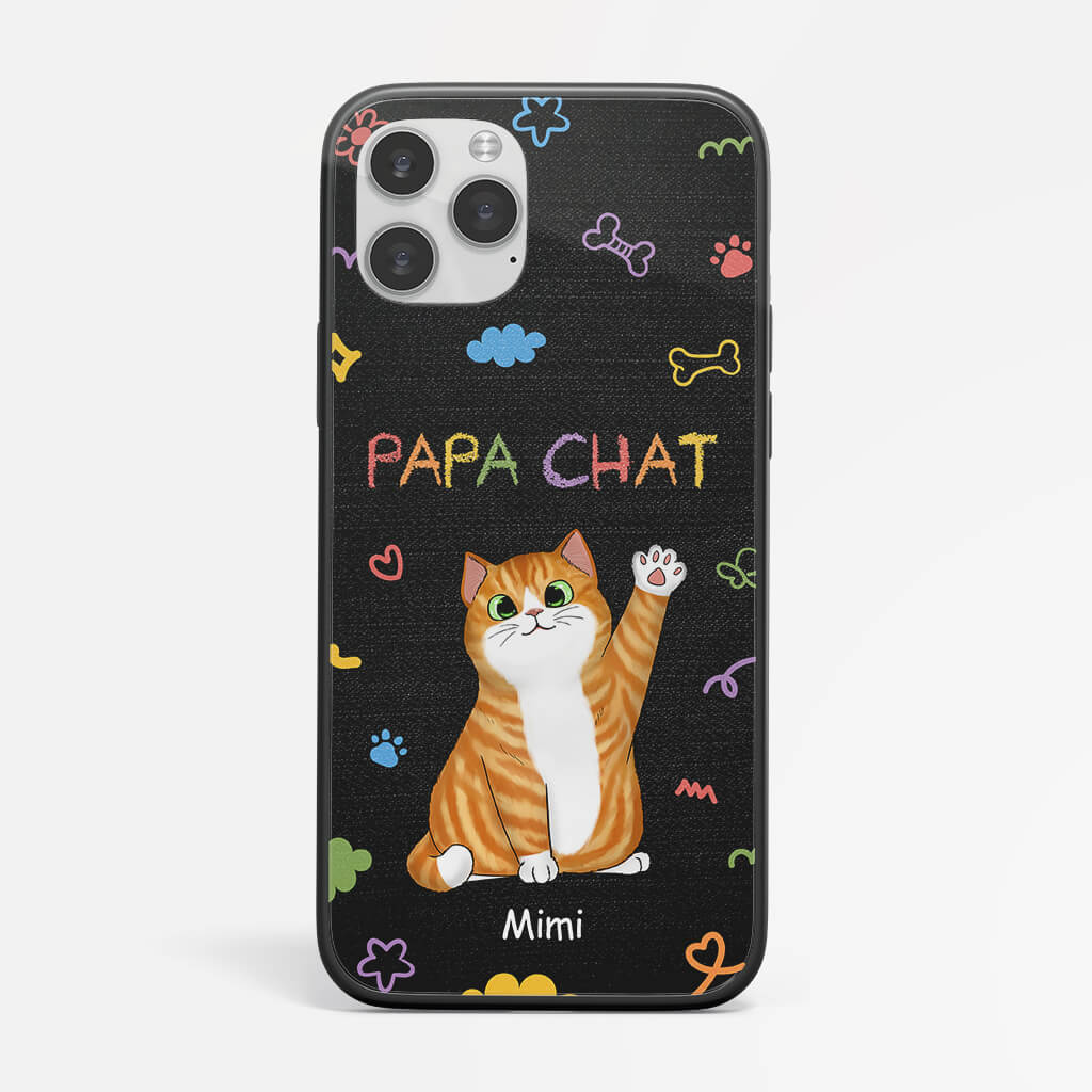 1201FFR2 Cadeau Personnalise Coque Telephone Maman Chat Papa Chat Amoureux des animaux