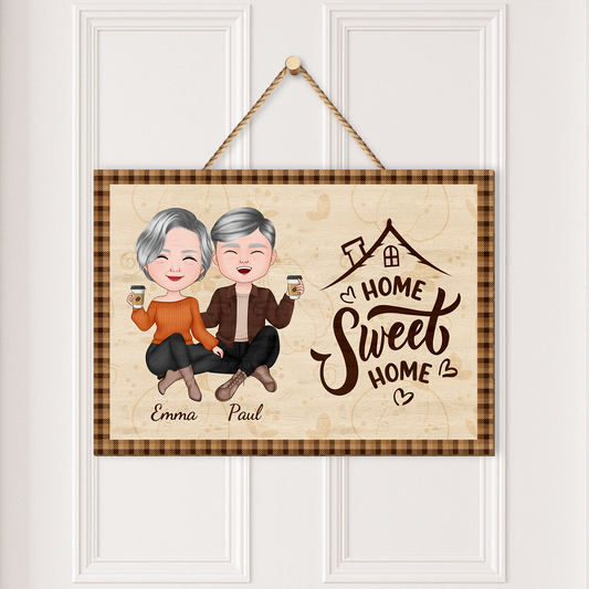 1212QFR2 plaque en bois personnalisee pour couple maison douce 1212qkh0g