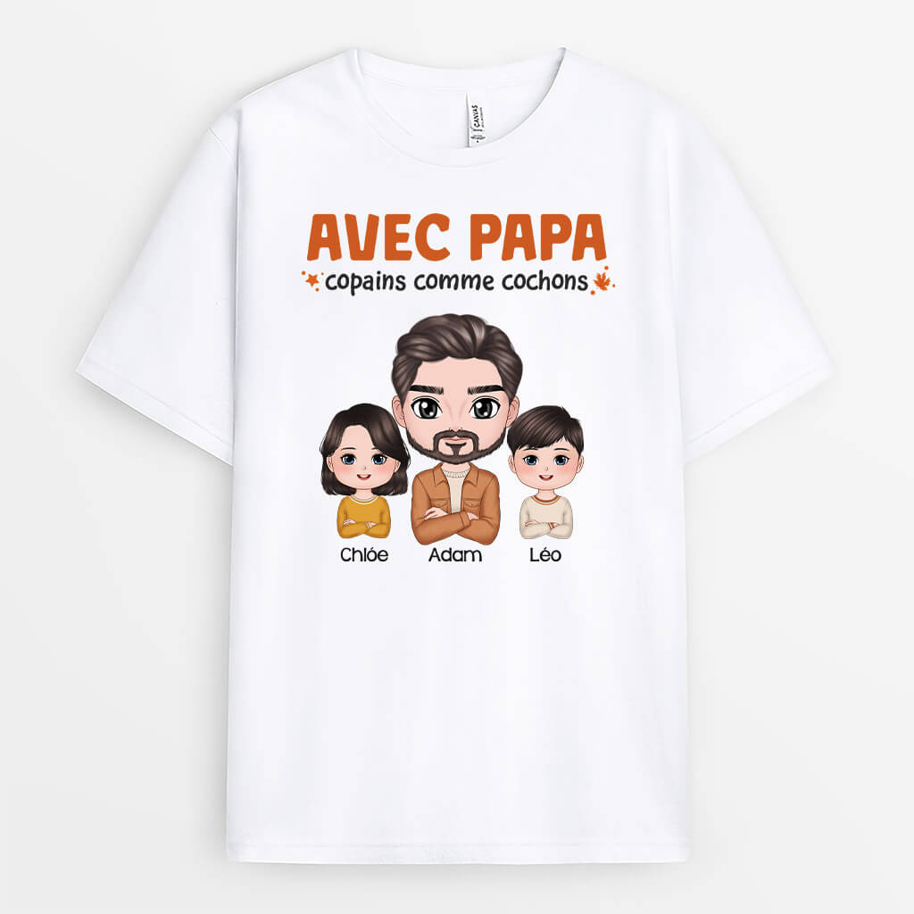 T-shirt Copains Comme Cochons Avec Papa Personnalisé