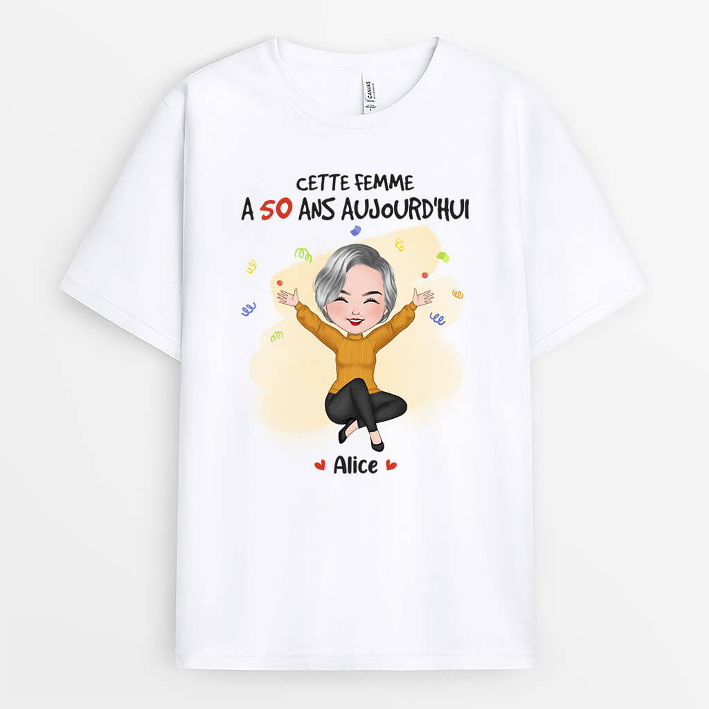 Cette Femme a 50 Ans Aujourd'Hui - Cadeau Personnalisé | T-shirt pour Anniversaire