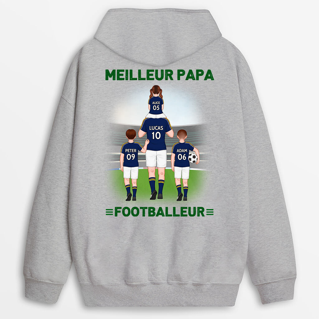 1256hfr1 sweat a capuche le meilleur papa footballeur de tous les temps personnalise