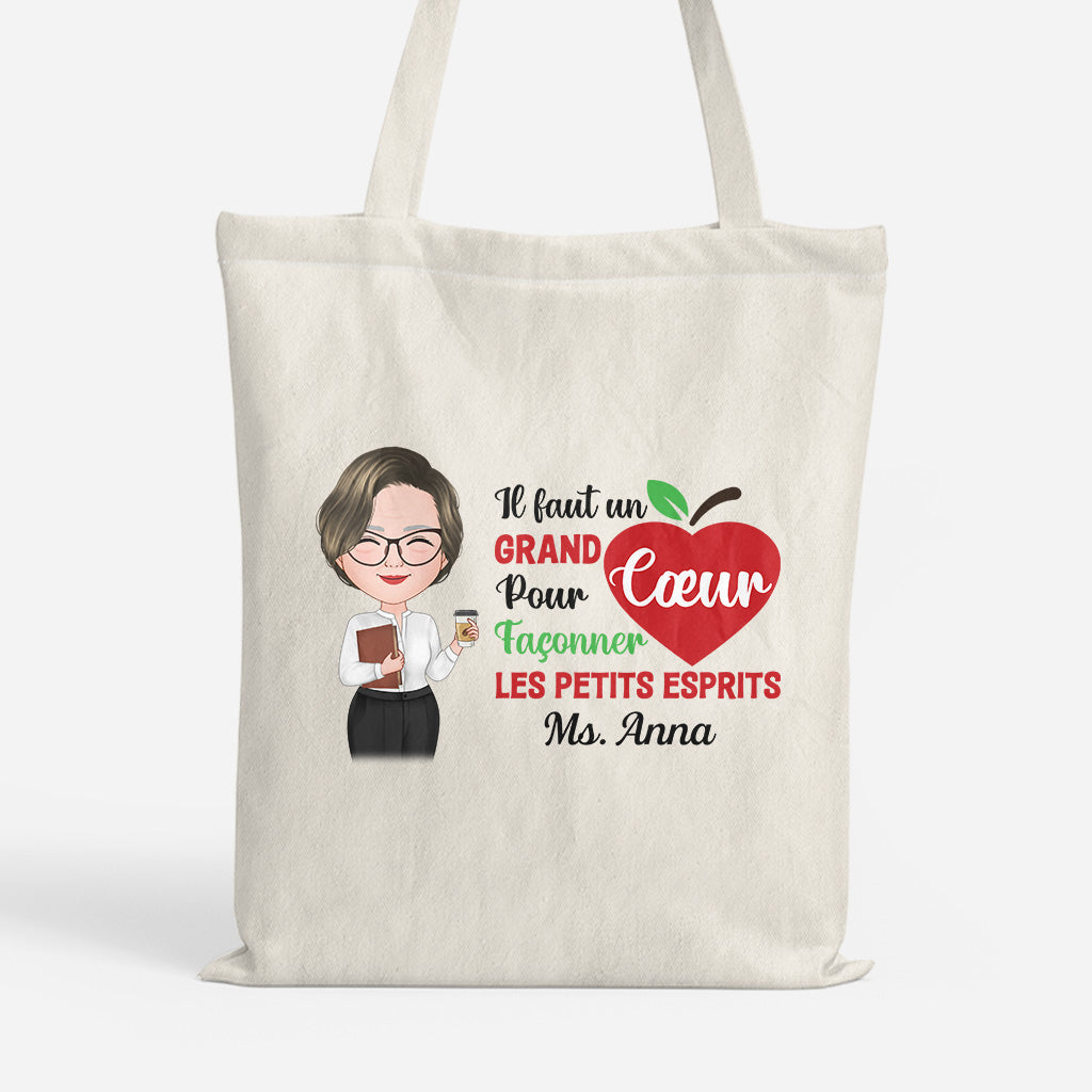 1289BFR1 tote bag il faut un grand coeur pour faconner les petits esprits personnalise_b13932a7 2a7a 4d3e ba25 6be851a05c34