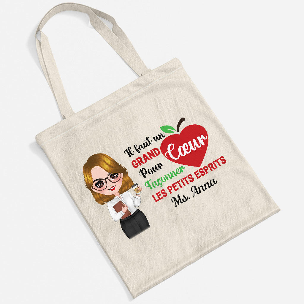 Il Faut Un Grand C ur pour Faconner Les Petits Esprits Cadeau Personnalise Tote Bag pour Enseignant