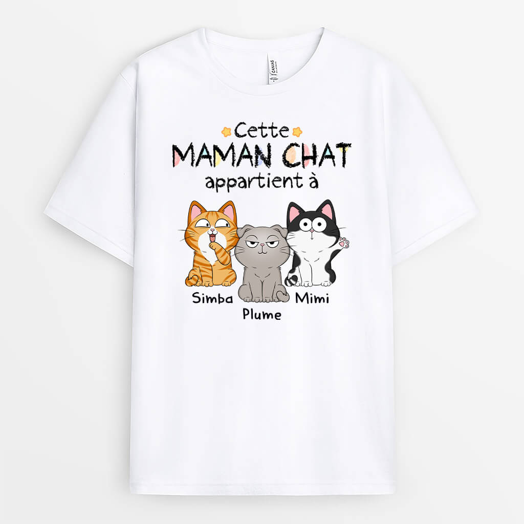 Cette Maman/Ce Papa Chat Appartient À - Cadeau Personnalisé | T-shirt pour Amoureux des animaux