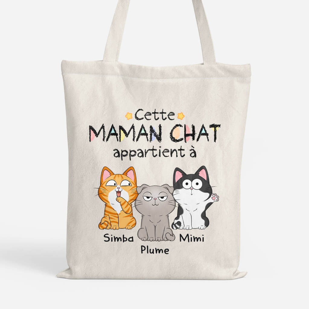 Cette Maman Chat Appartient A Cadeau Personnalise Tote Bag pour Am Vive La Mode