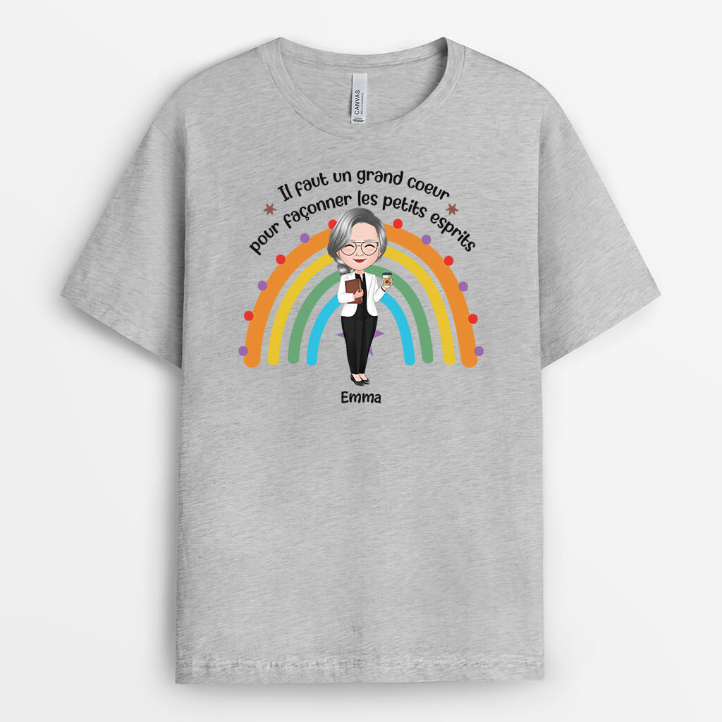 1297AFR2 t shirt il faut un grand coeur pour faconner les petits esprits personnalise