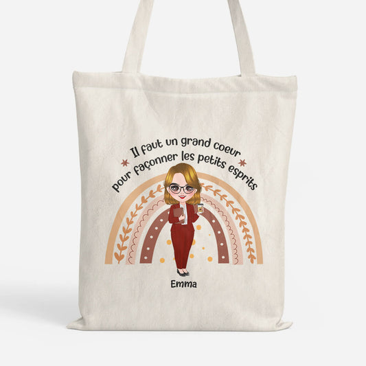 1297BFR1 tote bag il faut un grand coeur pour faconner les petits esprits personnalise