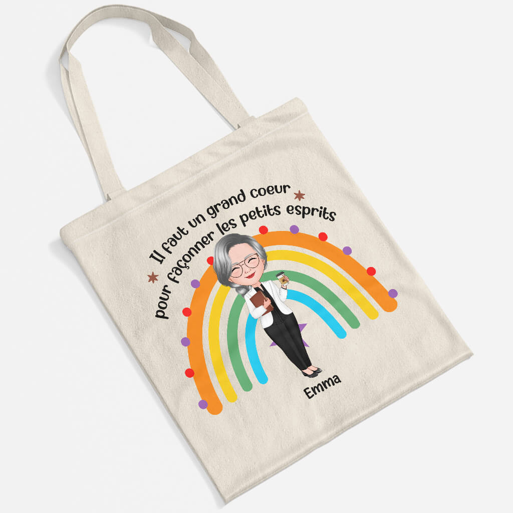 1297BFR2 tote bag il faut un grand coeur pour faconner les petits esprits personnalise