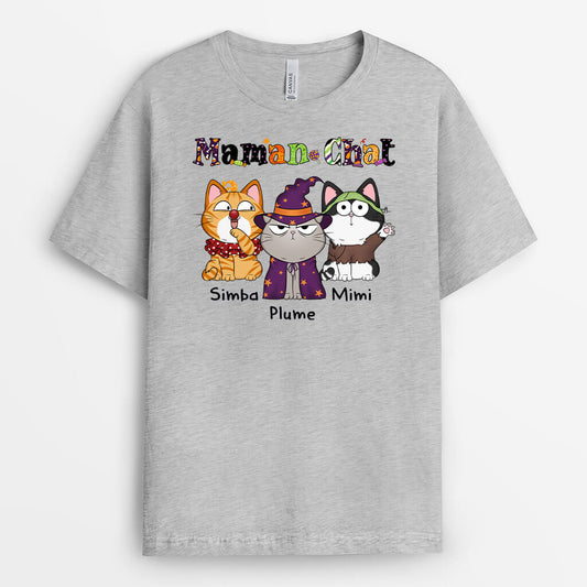 1311AFR2 t shirt maman chat mimi motif halloween personnalise
