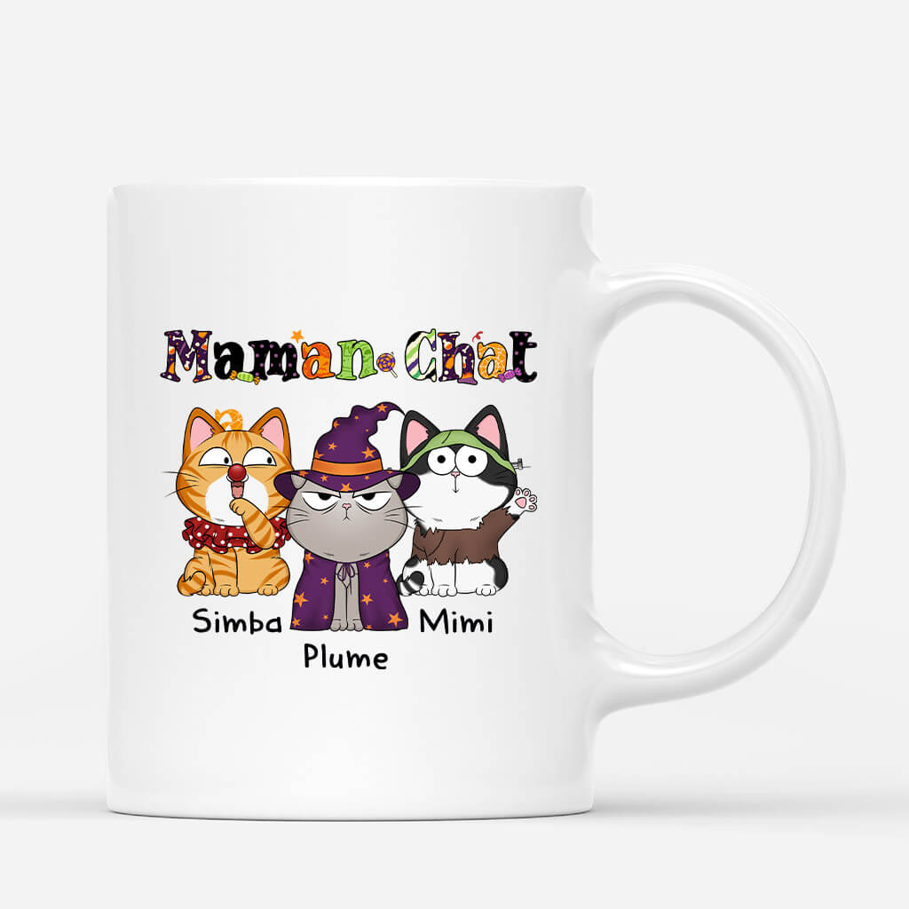 Maman Chat Mimi Motif Halloween - Cadeau Personnalisé | Mug pour Amoureux des animaux