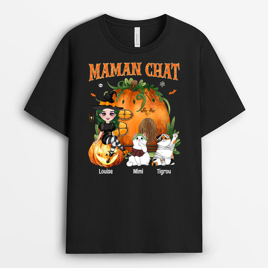 Maman Chat Déguisement pour Halloween - Cadeau Personnalisé | T-shirt pour Amoureux des animaux